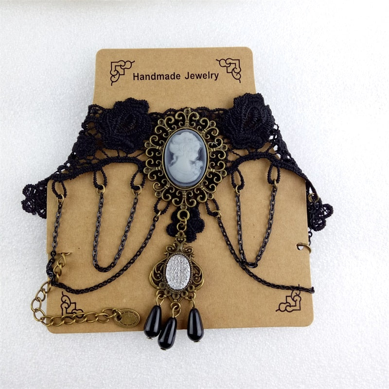 YiYaoFa Choker Necklace Gothic Jewelry Vintage Lace Necklace & Pendant Women Accessories False Collar Statement Necklace GN-22
