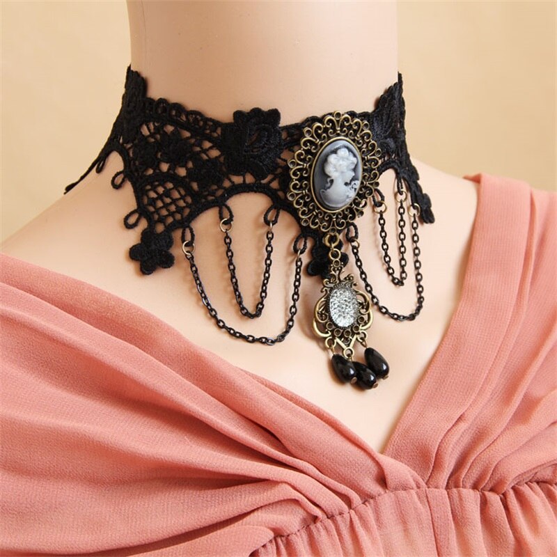 YiYaoFa Choker Necklace Gothic Jewelry Vintage Lace Necklace & Pendant Women Accessories False Collar Statement Necklace GN-22