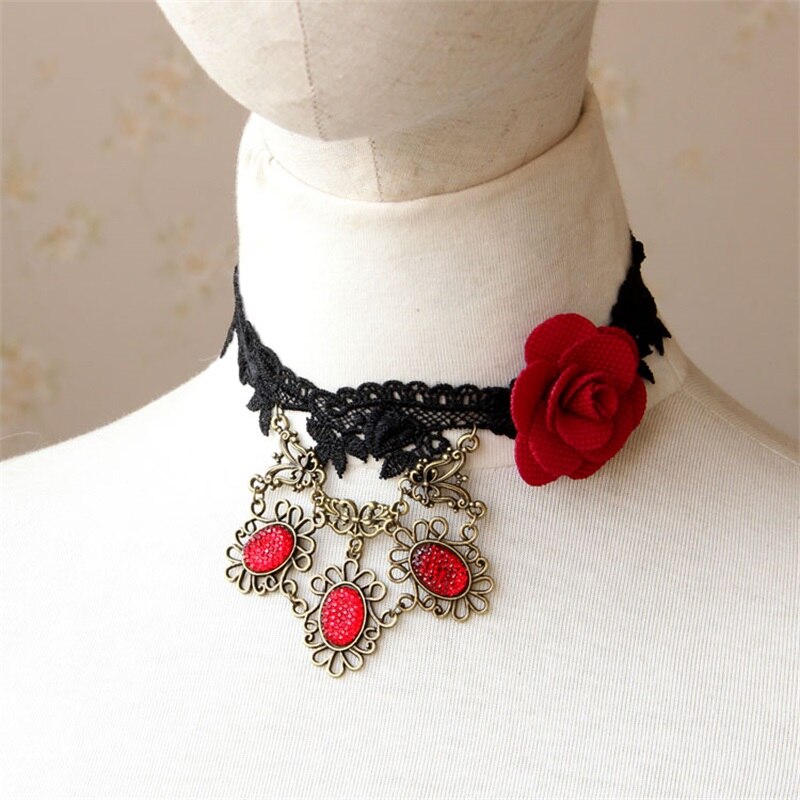 YiYaoFa Gothic Jewelry Choker Necklace For Women Accessories Vintage Lace Necklace & Pendant Collar Statement Necklace GN-100