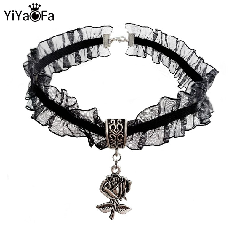 YiYaoFa Gothic Jewelry Vintage Lace Necklace for Women Accessories Party Choker Necklace Statement Collar Necklace GN-141