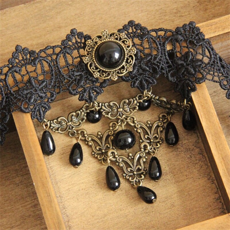 YiYaoFa Handmade Vintage Lace Choker Necklace False Collar Gothic Necklace for Women Accessories Lady Party Jewelry GN-19