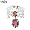 YiYaoFa Vintage Choker Necklace Gothic False Collar Statement White Lace Necklace for Women Accessories Lady Party Jewelry GN-47