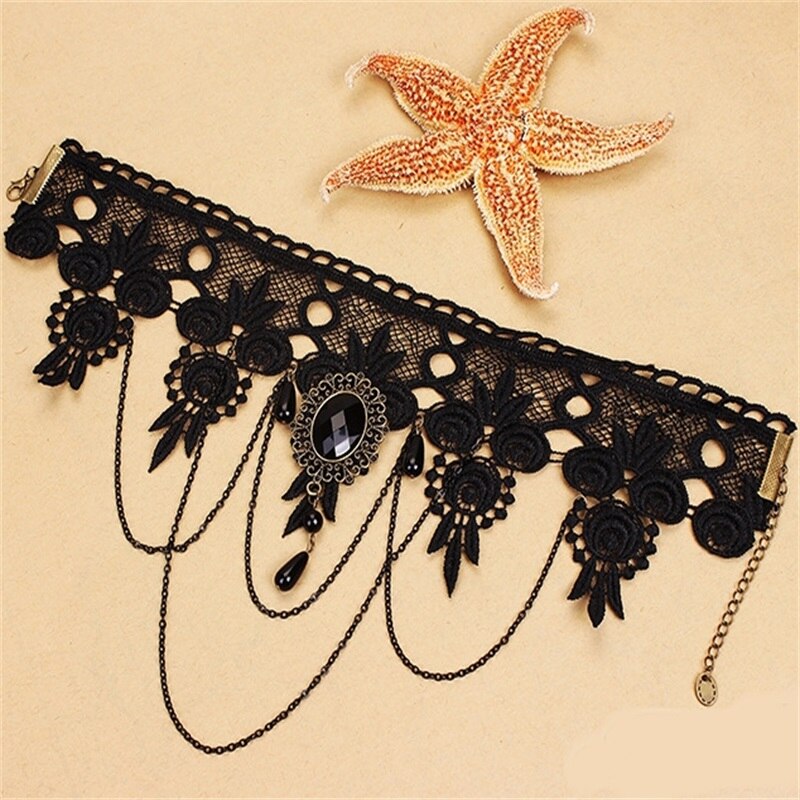 YiYaoFa Vintage White Lace Choker Necklace False Collar Statement Necklace for Women Accessories Lady Gothic Party Jewelry GY120
