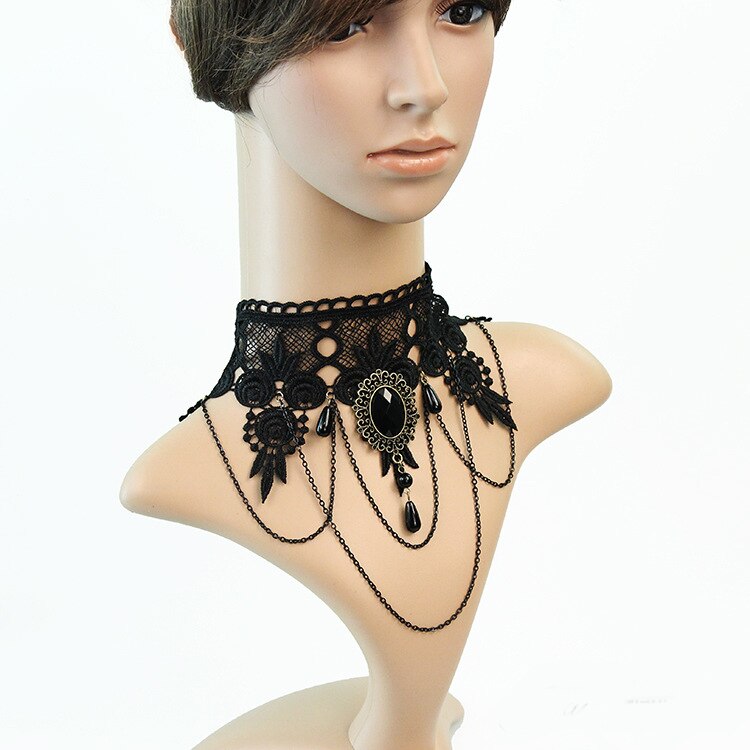 YiYaoFa Vintage White Lace Choker Necklace False Collar Statement Necklace for Women Accessories Lady Gothic Party Jewelry GY120