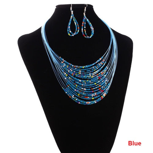2020 Fashion Seed Beads Bib Necklaces Colliar 5 Colors Bohemian Women Female Party Statement Jewelry Gifts