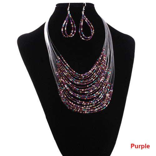 2020 Fashion Seed Beads Bib Necklaces Colliar 5 Colors Bohemian Women Female Party Statement Jewelry Gifts