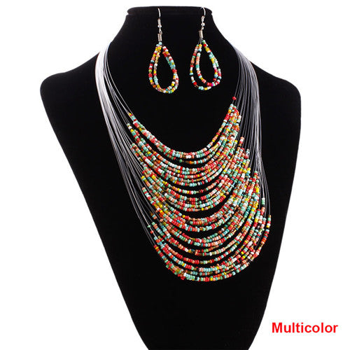 2020 Fashion Seed Beads Bib Necklaces Colliar 5 Colors Bohemian Women Female Party Statement Jewelry Gifts