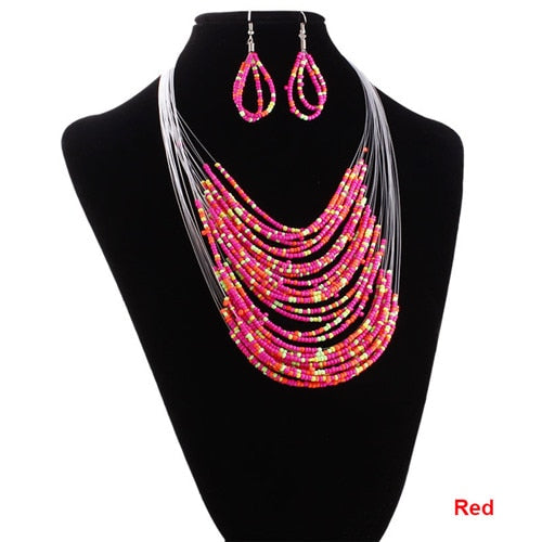 2020 Fashion Seed Beads Bib Necklaces Colliar 5 Colors Bohemian Women Female Party Statement Jewelry Gifts