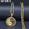 Yin Yang Gossip Star Soul Sister Stainless Steel Chain Necklaces for Women Gold Color Necklace Pendant Jewelry collares NXS04