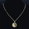Yin Yang Gossip Star Soul Sister Stainless Steel Chain Necklaces for Women Gold Color Necklace Pendant Jewelry collares NXS04
