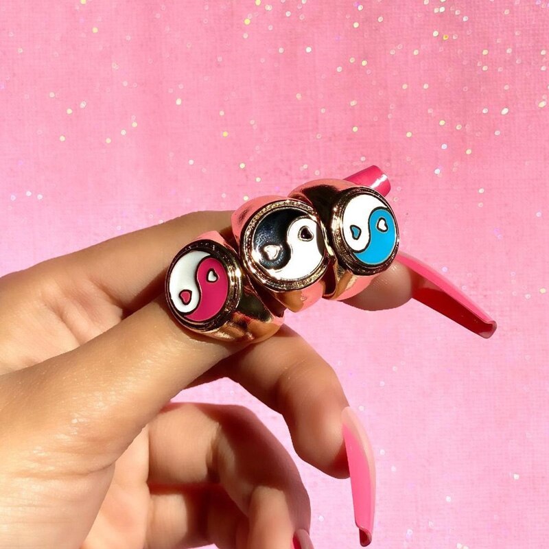 Yin Yang Rings For Women Korean Daisy Heart Ring Stainless Steel 2023 Trendy Jewerly Wedding Band Gift anillos mujer