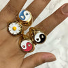 Yin Yang Rings For Women Korean Daisy Heart Ring Stainless Steel 2023 Trendy Jewerly Wedding Band Gift anillos mujer