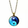 Yin Yang Tai Chi Pendant Necklace Sweater Chain Chinese Style Time Glass Stone Unisex Neck Decor Jewelry Accessories