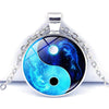 Yin Yang Tai Chi Pendant Necklace Sweater Chain Chinese Style Time Glass Stone Unisex Neck Decor Jewelry Accessories