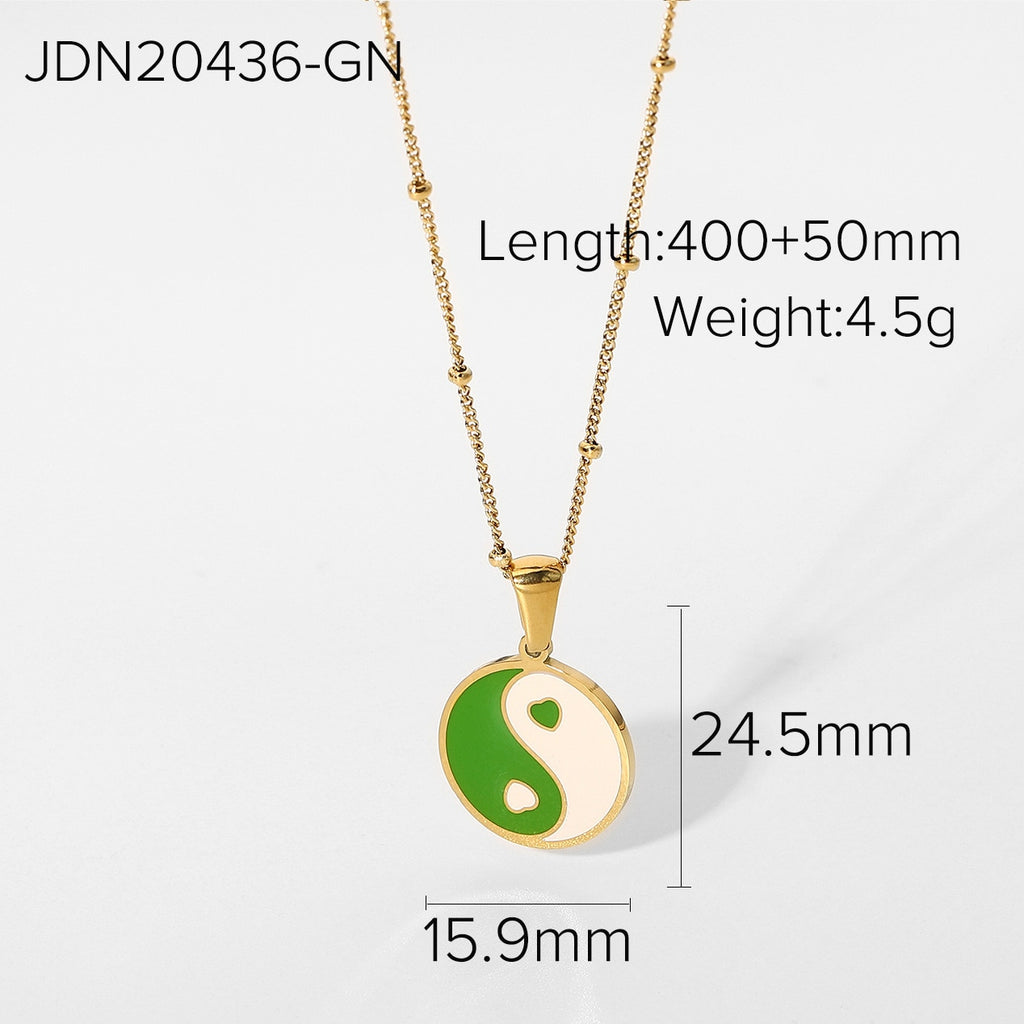 Ying yang heart necklace for women stainless steel pink floral mushroom necklace for teenage egirls y2k jewelry cute kawaii 2022