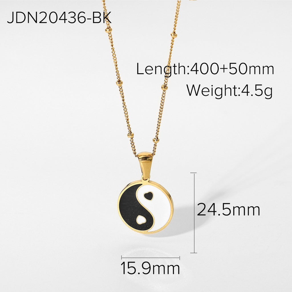 Ying yang heart necklace for women stainless steel pink floral mushroom necklace for teenage egirls y2k jewelry cute kawaii 2022