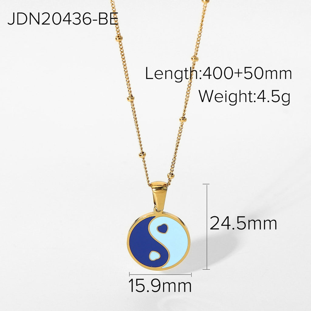 Ying yang heart necklace for women stainless steel pink floral mushroom necklace for teenage egirls y2k jewelry cute kawaii 2022