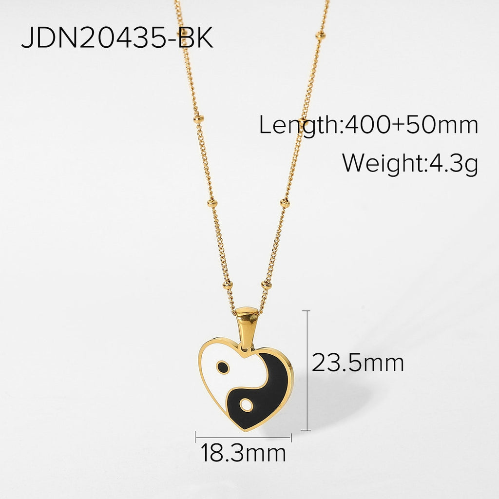 Ying yang heart necklace for women stainless steel pink floral mushroom necklace for teenage egirls y2k jewelry cute kawaii 2022