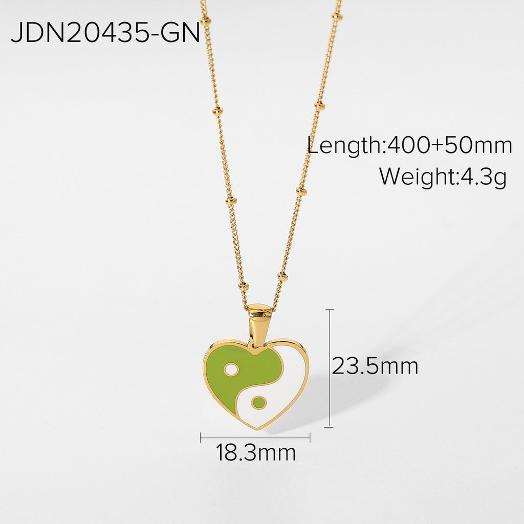 Ying yang heart necklace for women stainless steel pink floral mushroom necklace for teenage egirls y2k jewelry cute kawaii 2022