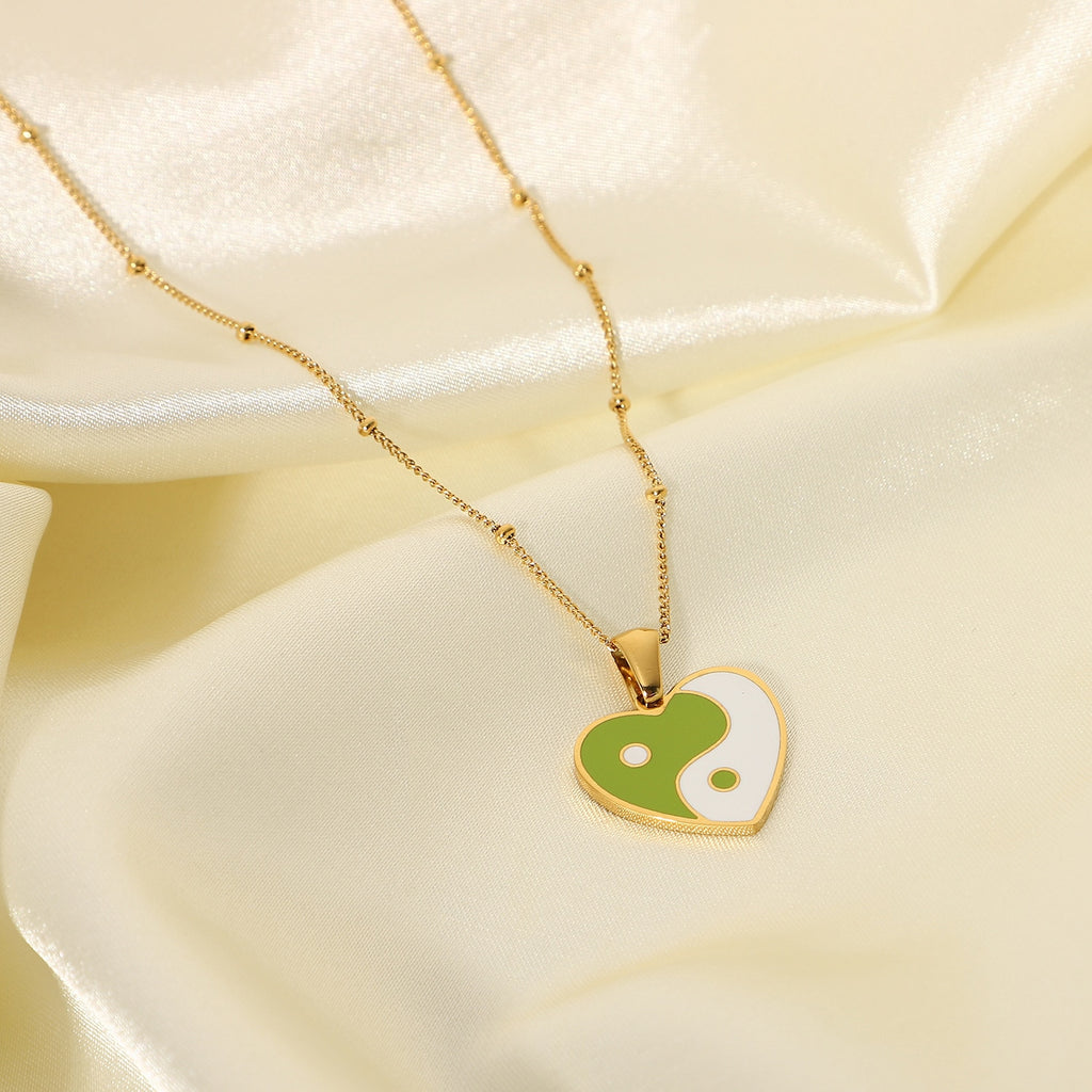 Ying yang heart necklace for women stainless steel pink floral mushroom necklace for teenage egirls y2k jewelry cute kawaii 2022