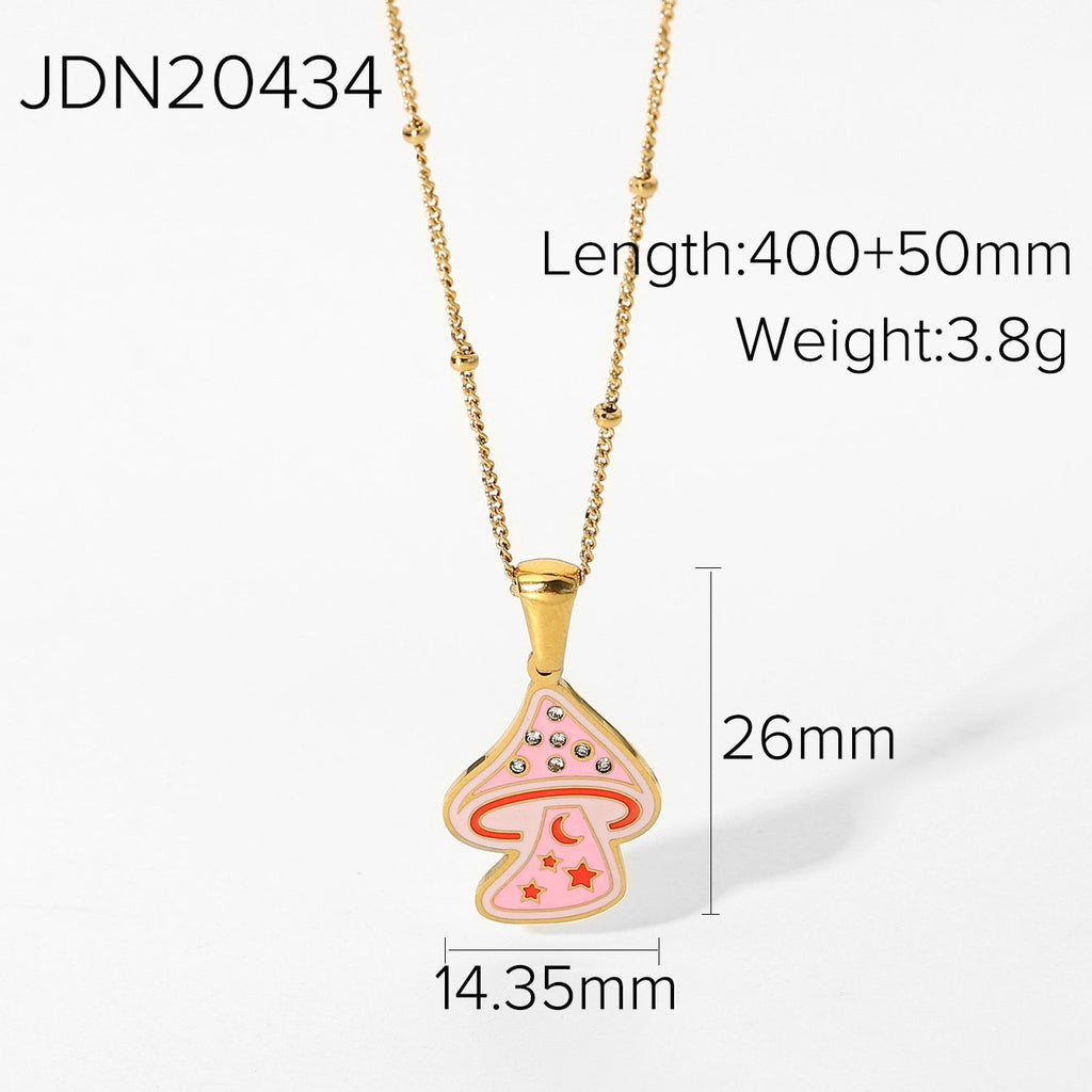 Ying yang heart necklace for women stainless steel pink floral mushroom necklace for teenage egirls y2k jewelry cute kawaii 2022
