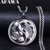 Yinyang Gossip Fish Stainless Steel Necklace Silver Color Statement Necklace Jewelry collar acero inoxidable mujer N3292S01