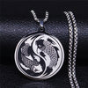 Yinyang Gossip Fish Stainless Steel Necklace Silver Color Statement Necklace Jewelry collar acero inoxidable mujer N3292S01
