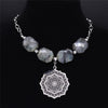 Yoga Lotus Flash Stone Stainless Steel Choker Necklace for Women Silver Color Big Beads Necklaces Jewelry bijoux femme NXS054