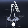 Yoga Lotus Freshwater Pearl Stainless Steel Necklace Silver Color Necklace Pendant Women Jewelry collares colier femme N4449S04