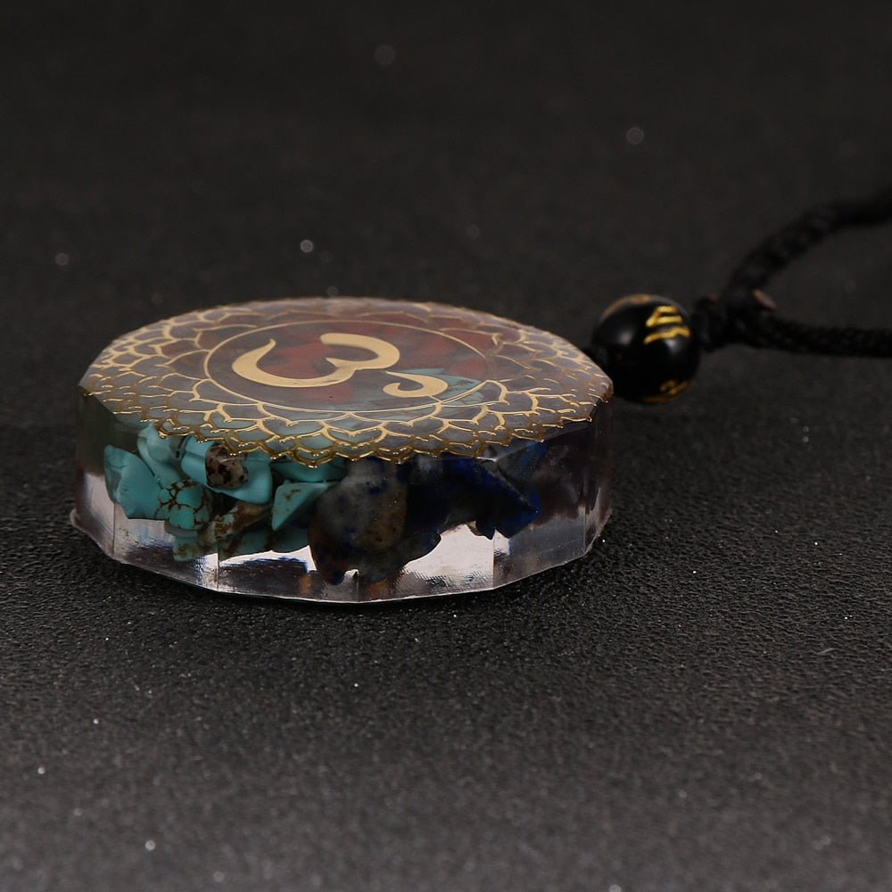 Yoga OM Healing Orgonite Pendant Necklace Men Women Reiki 7 Chakra Colorful Chip Stone Orgone Necklaces 2021 Jewelry