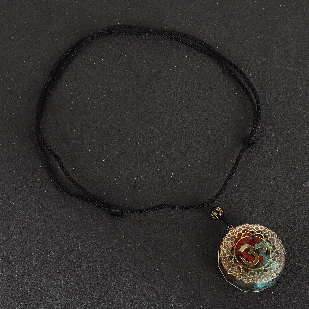 Yoga OM Healing Orgonite Pendant Necklace Men Women Reiki 7 Chakra Colorful Chip Stone Orgone Necklaces 2021 Jewelry
