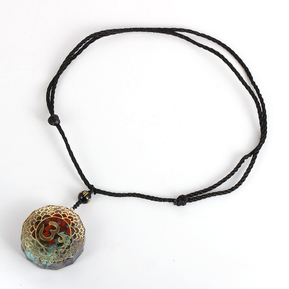 Yoga OM Healing Orgonite Pendant Necklace Men Women Reiki 7 Chakra Colorful Chip Stone Orgone Necklaces 2021 Jewelry