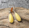 100% Real Amber Earrings for Women Genuine Beads Teardrop Shape Gift Dangle Drop Earrings Natural Amber Jewelry Wholesale