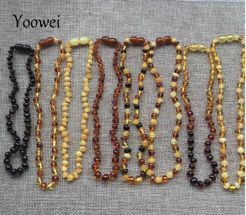 10pcs/set New 32cm Natural Amber Teething Necklace for Baby 100% Real Custom Original Baltic Amber Jewelry Wholesale