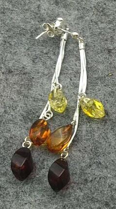 4 Style Natural Amber Earrings for Women S925 Silver 65mm Long Drop Dangling Earrings Gift Baltic Amber Jewelry Wholesale
