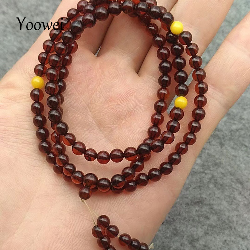 5.2mm 9.5g 108 Mala Beads Amber Bracelet Necklace for Gift Prayer Bless Buddhist Baltic Natural Amber Jewelry Wholesale
