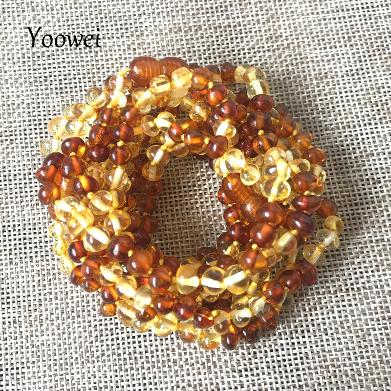 5pcs/lot Baby Amber Bracelet for Gift Natural Golden Cognac Beads Women Custom Jewelry Baltic Amber Bracelets Wholesale