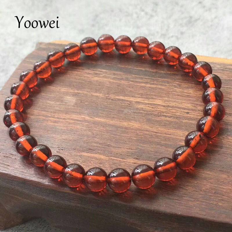 6mm Natural Amber Bracelet Cherry Rounded Beads Female Luxury Gift Original Baltic Precious Stone Amber Jewelry Wholesale