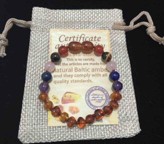 9 Color Baby Amber Bracelet/Necklace Natural Amethyst Gems Adult Baby Teething Necklace Baltic Amber Jewelry Wholesale