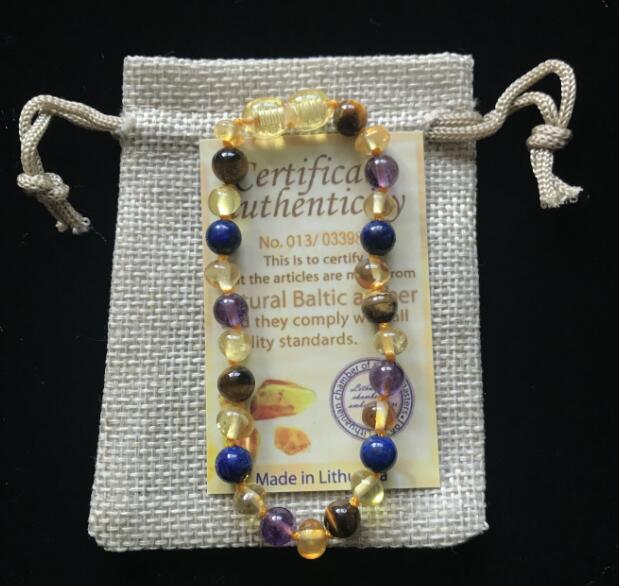 9 Color Baby Amber Bracelet/Necklace Natural Amethyst Gems Adult Baby Teething Necklace Baltic Amber Jewelry Wholesale