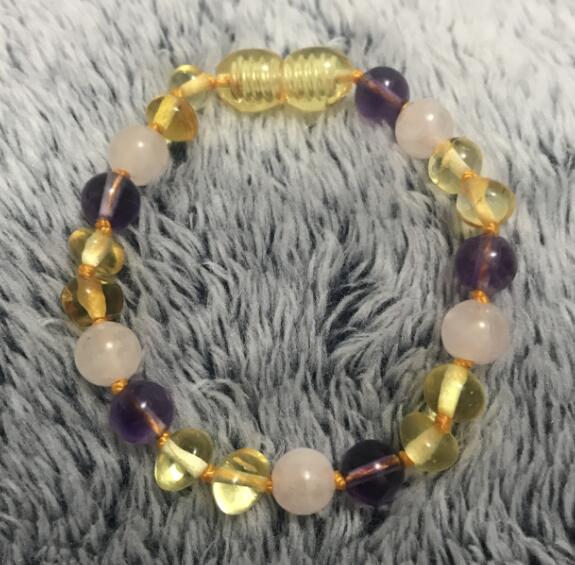 9 Color Baby Amber Bracelet/Necklace Natural Amethyst Gems Adult Baby Teething Necklace Baltic Amber Jewelry Wholesale