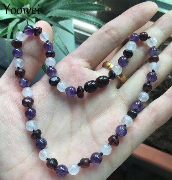 9 Colors Baltic Amber Necklace Wholesale Baby Adult Natural Amethyst Quartz 6mm Gemstone Amber Bracelet Jewelry Supplier