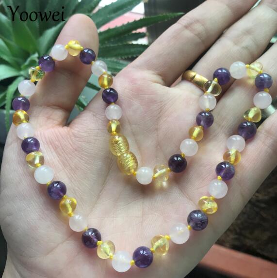9 Colors Baltic Amber Necklace Wholesale Baby Adult Natural Amethyst Quartz 6mm Gemstone Amber Bracelet Jewelry Supplier