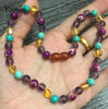 9 Colors Baltic Amber Necklace Wholesale Baby Adult Natural Amethyst Quartz 6mm Gemstone Amber Bracelet Jewelry Supplier