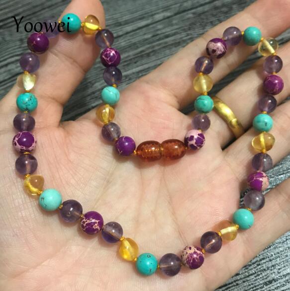 9 Colors Baltic Amber Necklace Wholesale Baby Adult Natural Amethyst Quartz 6mm Gemstone Amber Bracelet Jewelry Supplier