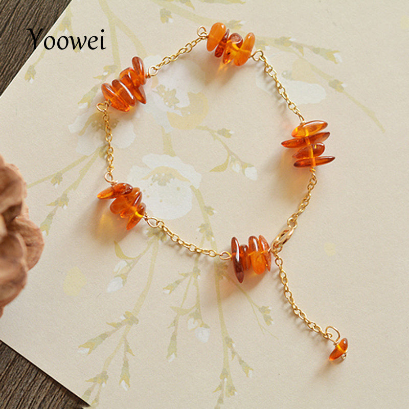 Amber Chips Bracelets for Women Girl Amber Rocks Beads Unique Designs Little Gifts Natural Trendy Women Jewelry Suppliers