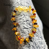 Baby Amber Bracelet Natural Gemstone Irregular Golden Amber with Cherry Bead Adult Baltic Amber Jewelry Pulsera Wholesale