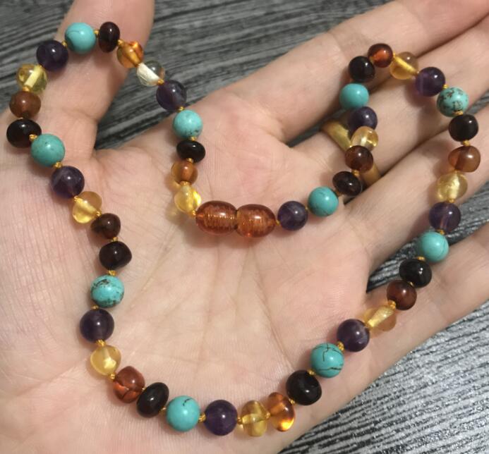 Baby Amber Necklace for Gift Adult Amethyst Turquoise Natural Gemstone Jewelry Baltic Amber Necklace Bracelet Wholesale