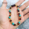 Baltic Amber Bracelet Baroque Beads 6mm Natural Turquoise Gemstone Adult Baby Amber Teething Necklace Jewelry Wholesale