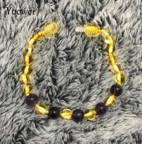 Baltic Amber Bracelet with Amethyst Natural Genuine Gemstone Baby Bracelets/Anklets for Kids Adult Gifts Jewelry Supplier